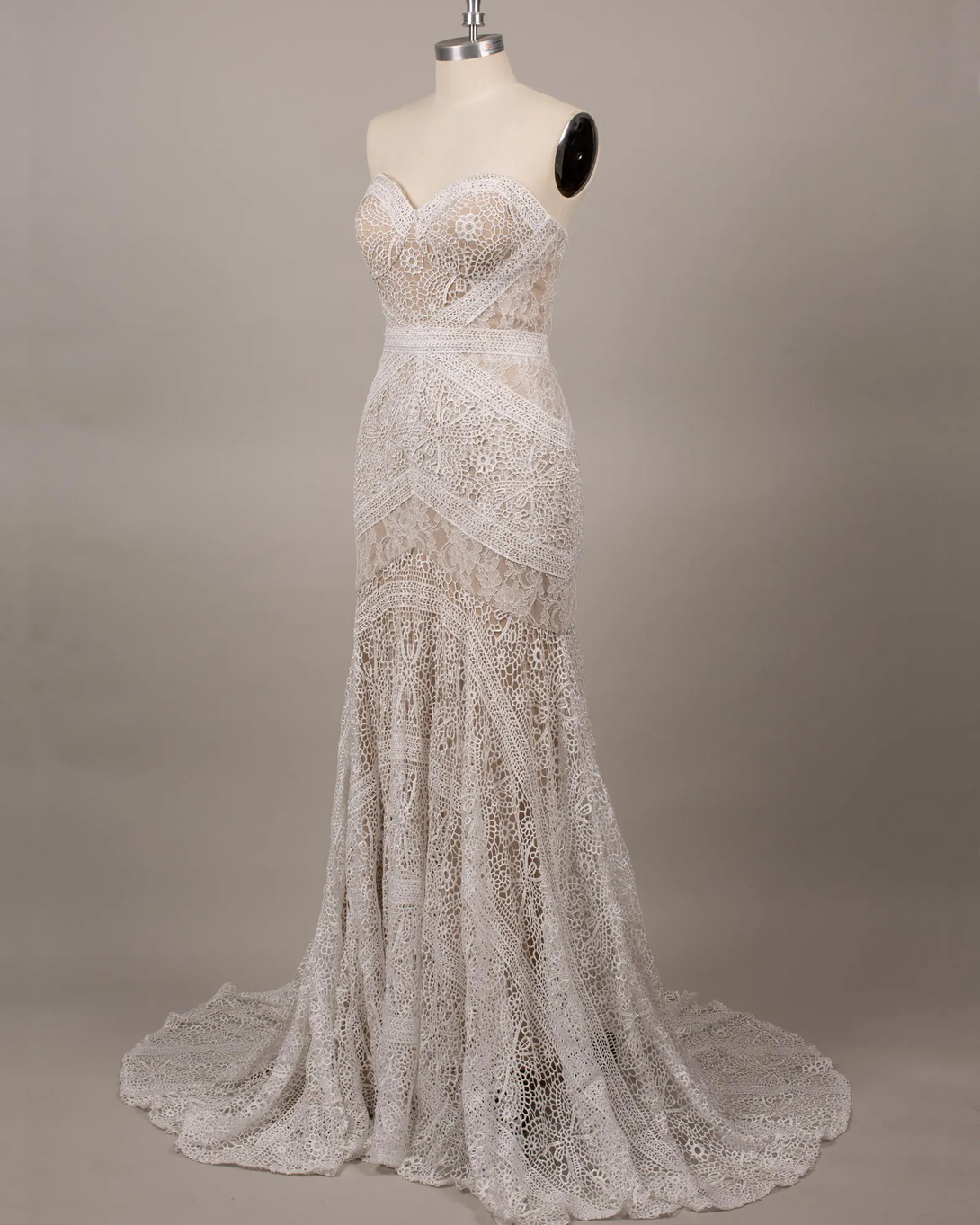 Strapless floral embroidery wedding gown, custom champagne bridal dress BabaMila