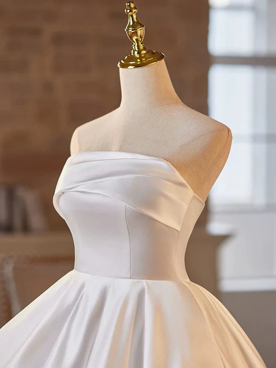 Simple Satin White Short Prom Dress, White Homecoming Dress Homecoming Dress BabaMila