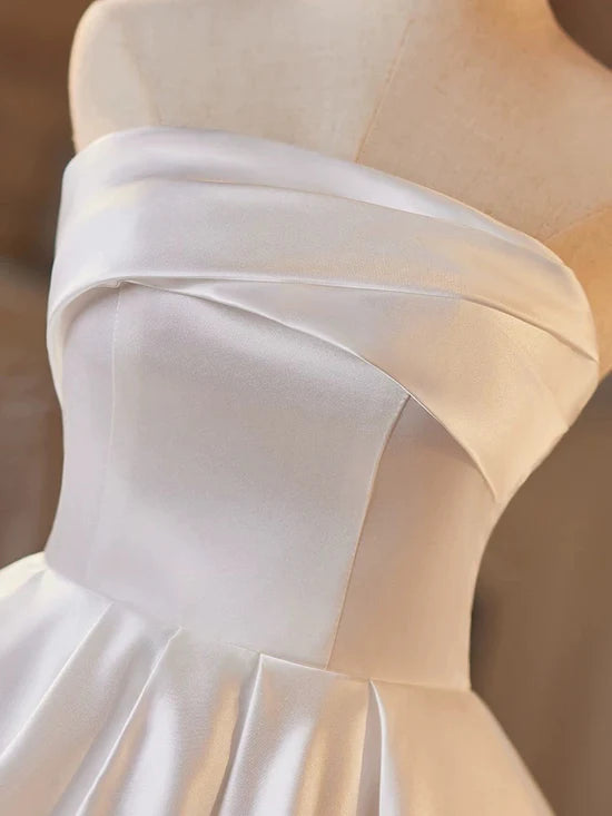 Simple Satin White Short Prom Dress, White Homecoming Dress Homecoming Dress BabaMila