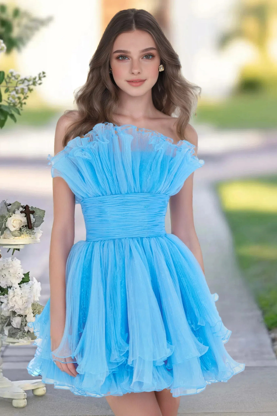 Sheath/Column Straight Blue Short Homecoming Dress/Cocktail Dress With pleated BabaMila