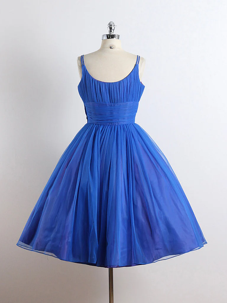 A-Line Tulle Blue Short Prom Dress, Blue Homecoming Dress Homecoming Dress BabaMila