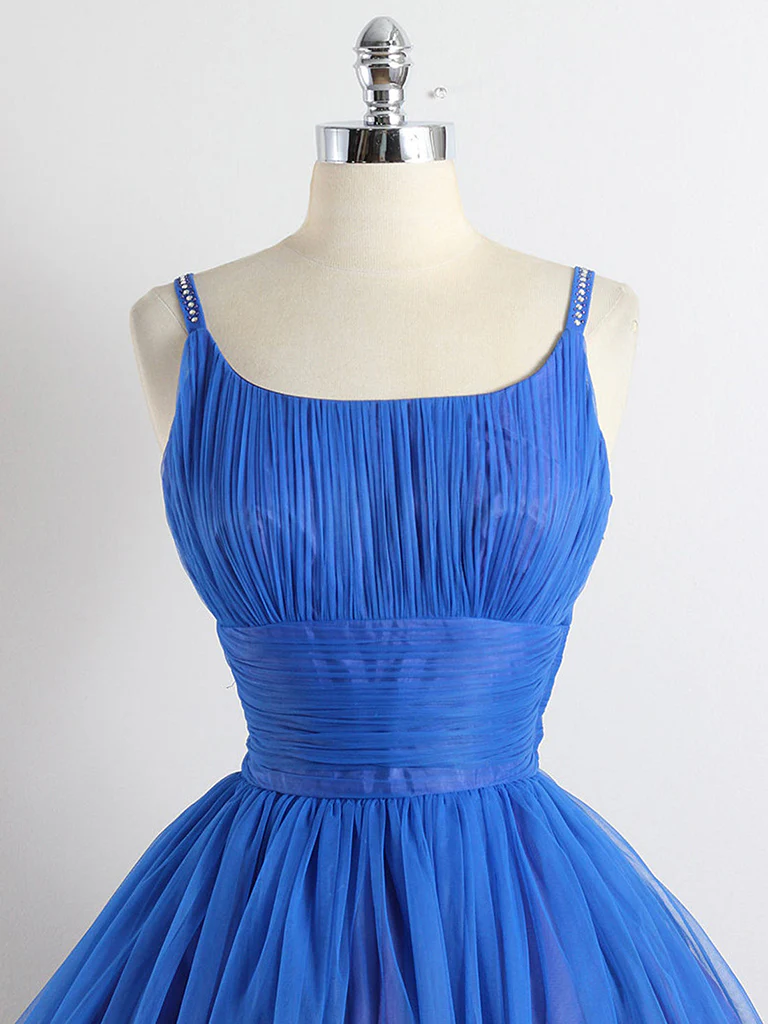 A-Line Tulle Blue Short Prom Dress, Blue Homecoming Dress Homecoming Dress BabaMila