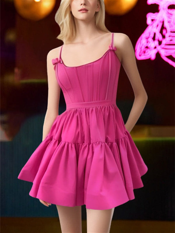 A-Line/Princess Scoop Sleeveless Short/Mini Party Dance Cocktail Homecoming Dress With Ruffles BabaMila