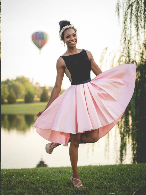 High Low Homecoming Dresses Black and Pink A-line Short Prom Dress Cute Party Dress Homecoming Dress BabaMila