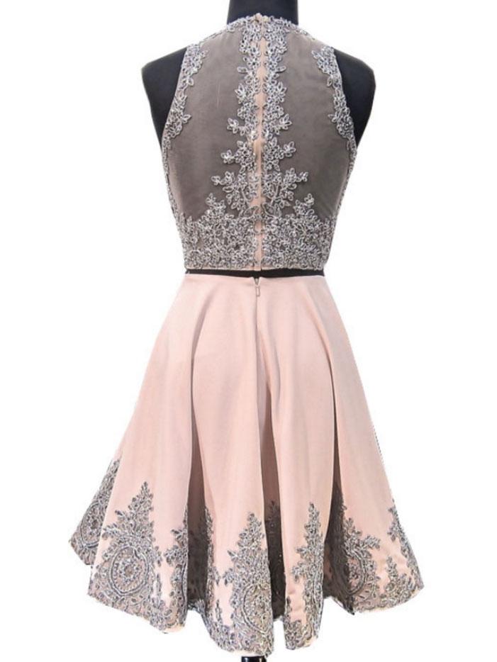 Two Piece Homecoming Dresses A-line Scoop Appliques Short Prom Dress Fashion Party Dress Homecoming Dress BabaMila