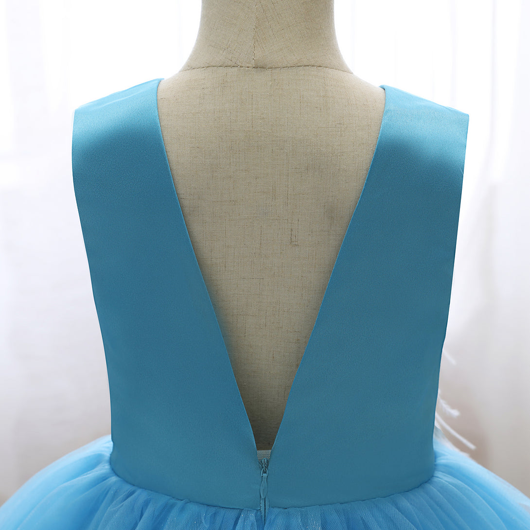 Boat Neck Sleeveless Knee-Length Satin/Tulle Holiday＆Christmas Dresses With feather/3D Flower Gidiondress