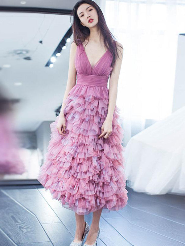Long Homecoming Dresses A-line Ruffles Short Prom Dress Beautiful Party Dress Homecoming Dress BabaMila