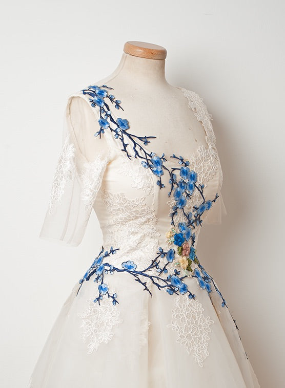Half Sleeve Homecoming Dresses Unique A Line Embroidery Short Prom Dress Party Dress Homecoming Dress BabaMila