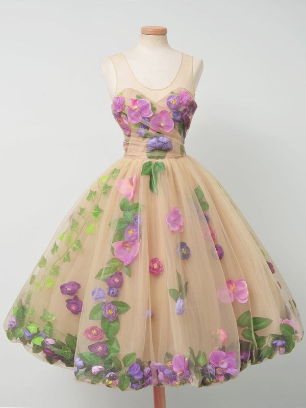 Beautiful Homecoming Dresses A-line Floral Romantic Short Prom Dress Cute Party Dress Homecoming Dress BabaMila