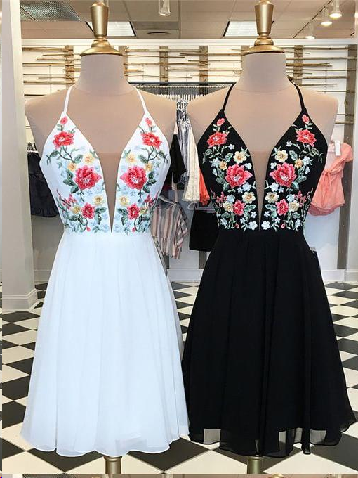 Cute Homecoming Dresses Aline Lace-up Embroidery Short Prom Dress Yellow Party Dress Homecoming Dress BabaMila