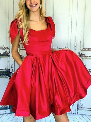 Simple Homecoming Dresses Scoop Aline Red Short Prom Dress Cute Party Dress Homecoming Dress BabaMila