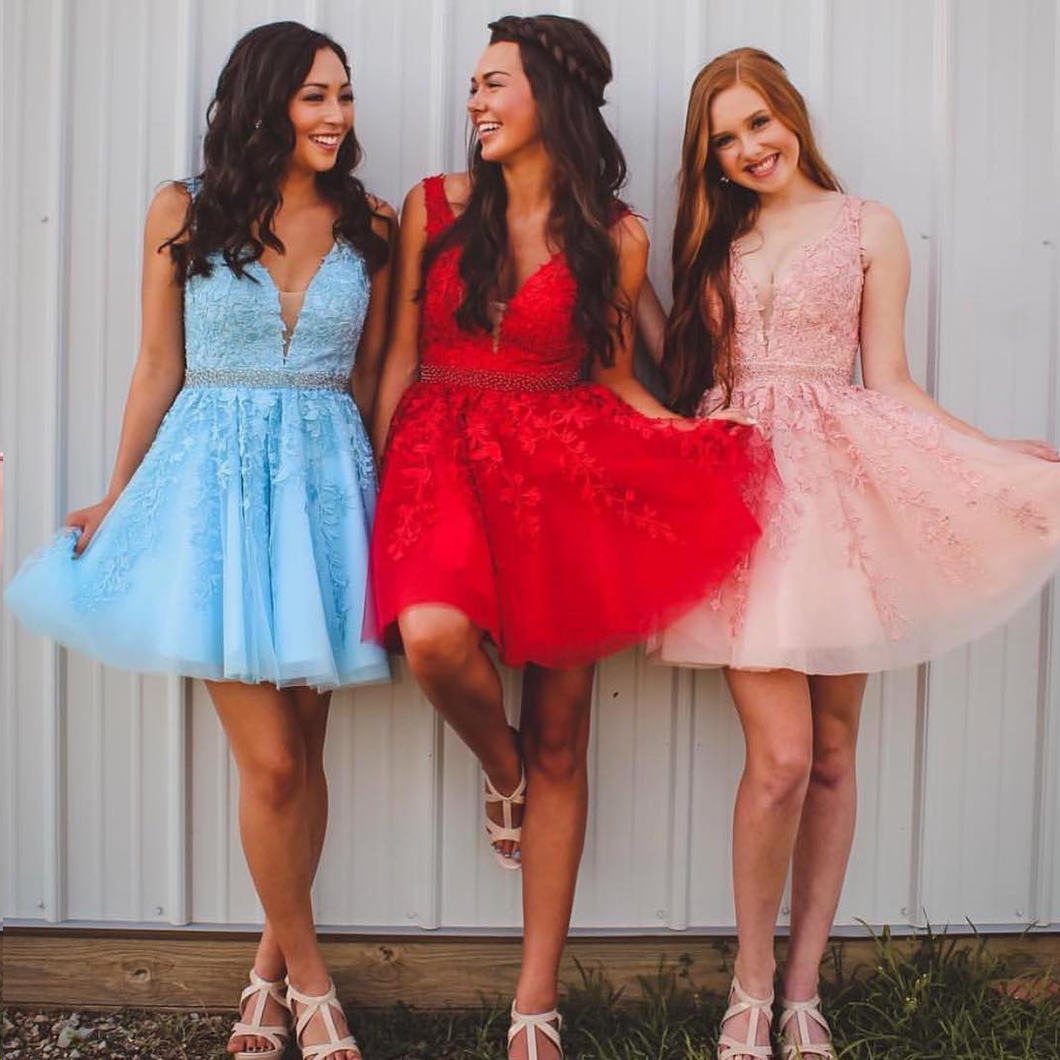 Cute Homecoming Dresses Straps A-line Romantic Short Prom Dress Fashion Party Dress Homecoming Dress BabaMila