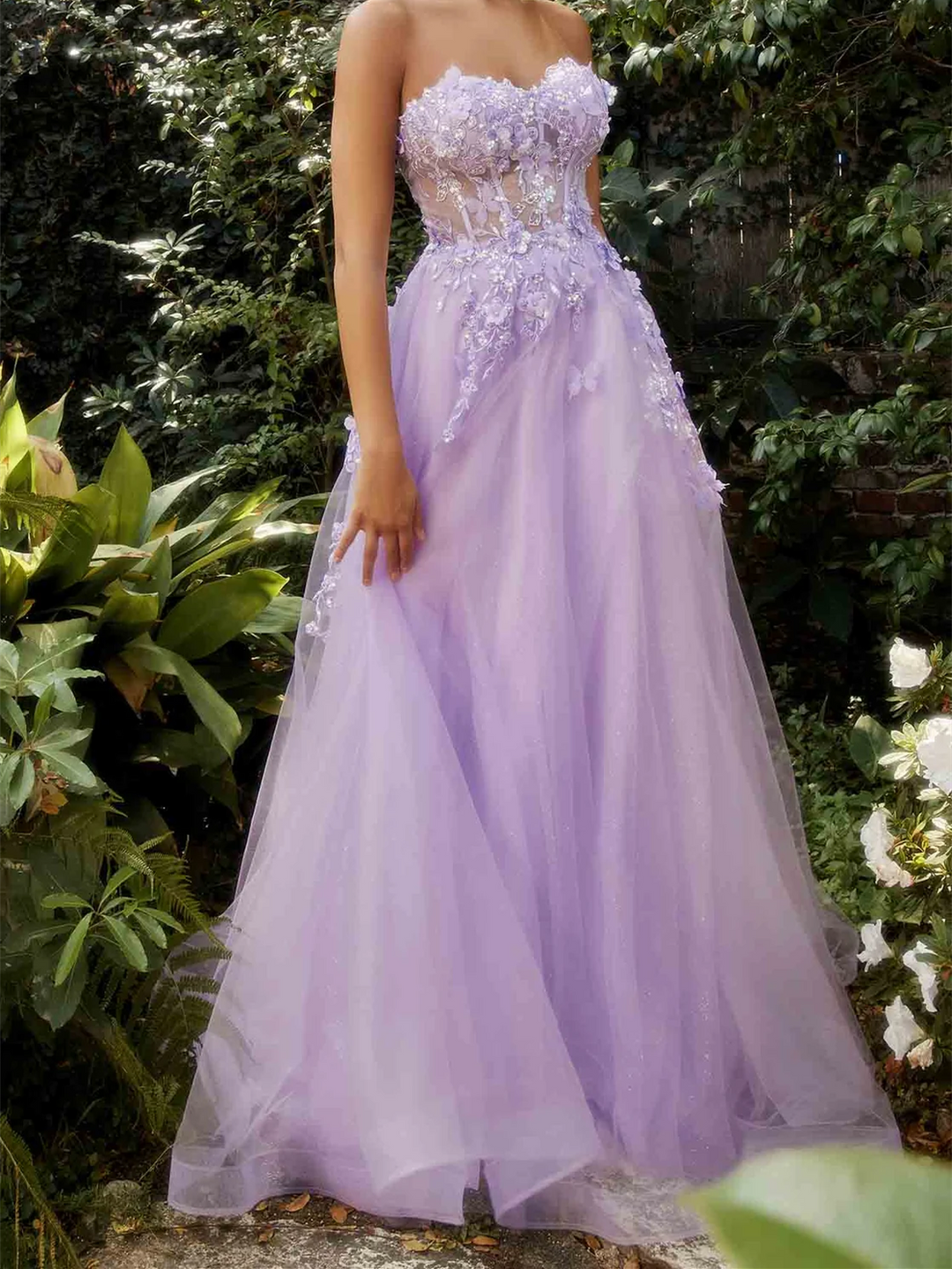 A-Line/Princess Sweetheart Removable Short Sleeves Floor-length Long Prom Dresses With Flowers BabaMila