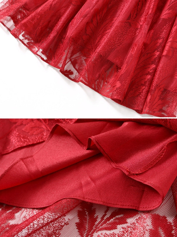 Lace Homecoming Dresses Red Short Sleeve Short Prom Dress Party Dress Homecoming Dress BabaMila