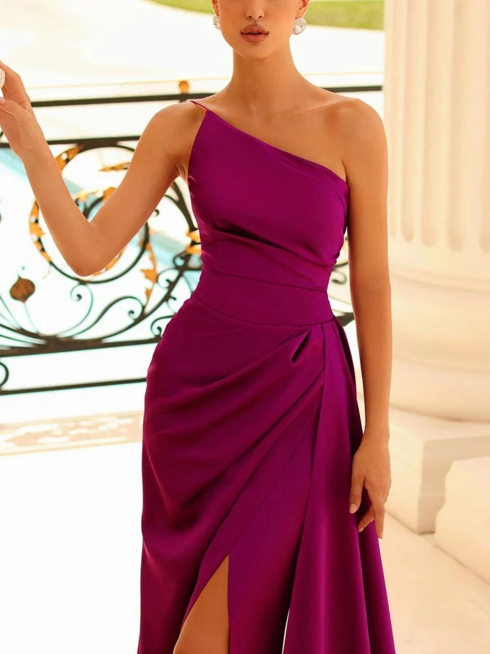 Sheath/Column Spaghetti Straps Sleeveless Floor-Length Evening Dress with Ruffles BabaMila