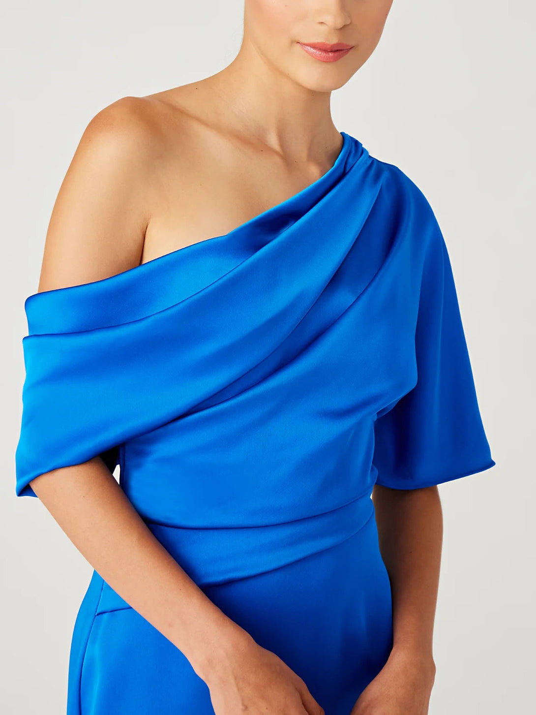 A-Line/Princess One-Shoulder Half Sleeves Floor-Length Mother Of The Bride Dresses With Ruffles BabaMila