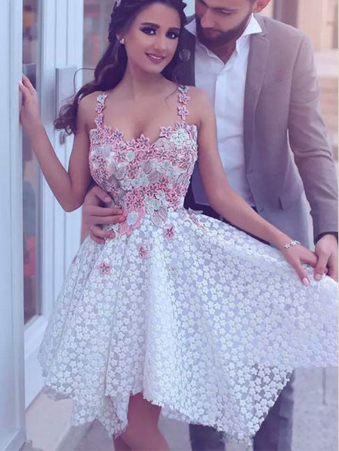 Lace Beautiful Homecoming Dresses Spaghetti Straps Short Prom Dress Party Dress Homecoming Dress BabaMila
