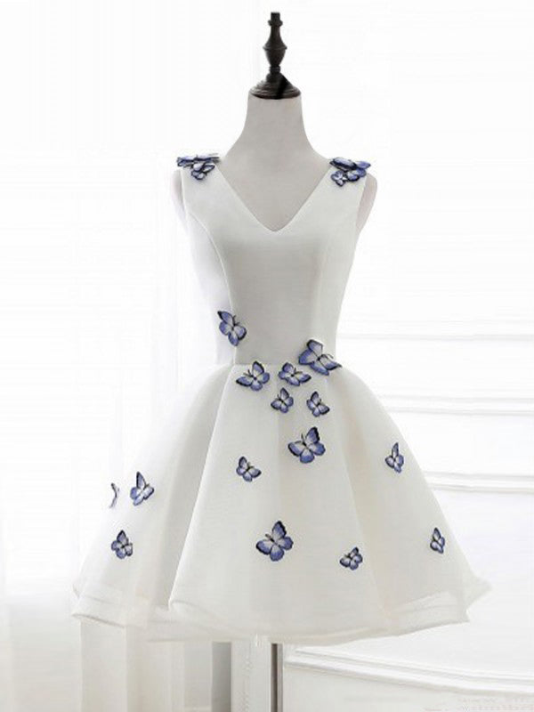 Homecoming Dress Chic Butterfly Ivory Organza Short Prom Dress Party Dress Homecoming Dress BabaMila
