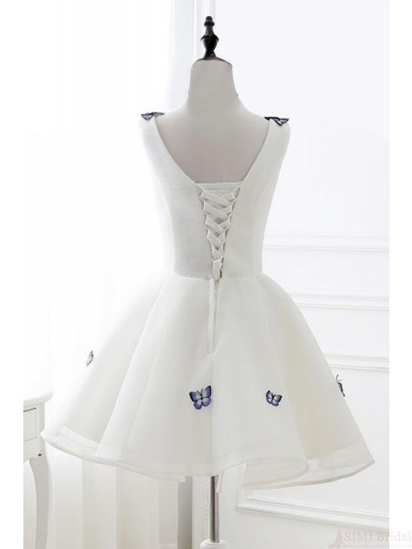 Homecoming Dress Chic Butterfly Ivory Organza Short Prom Dress Party Dress Homecoming Dress BabaMila