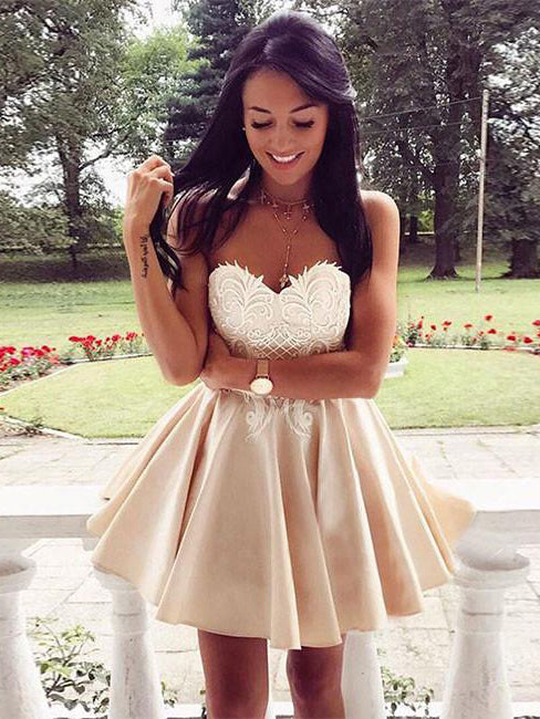 Beautiful Homecoming Dress Sexy Fashion Appliques Short Prom Dress Party Dress Homecoming Dress BabaMila