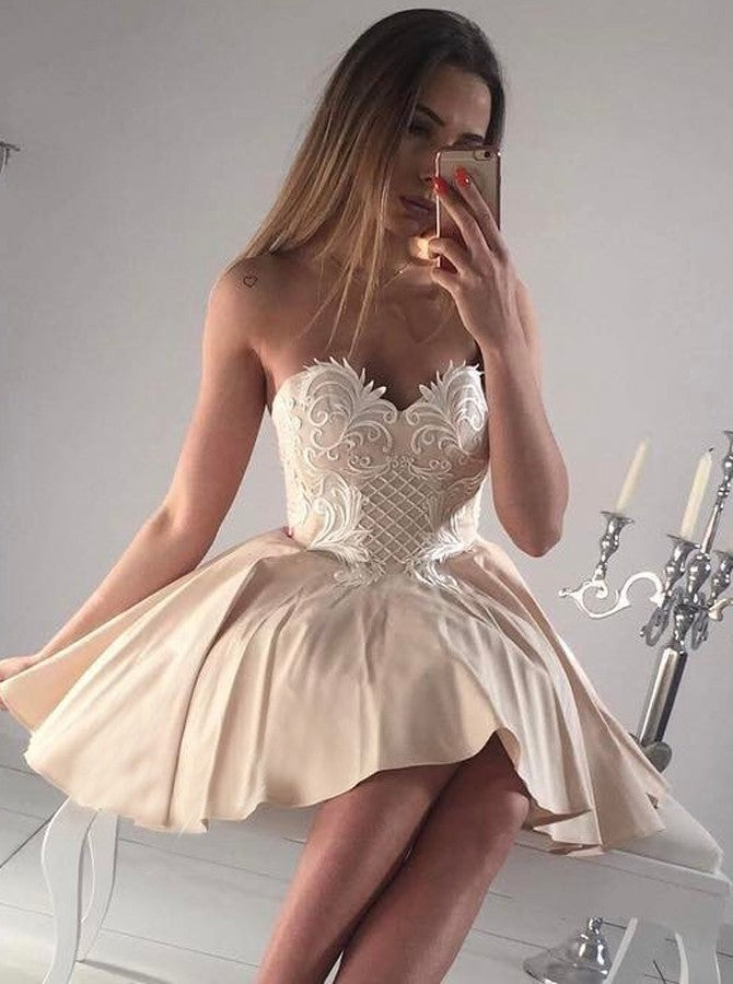Beautiful Homecoming Dress Sexy Fashion Appliques Short Prom Dress Party Dress Homecoming Dress BabaMila