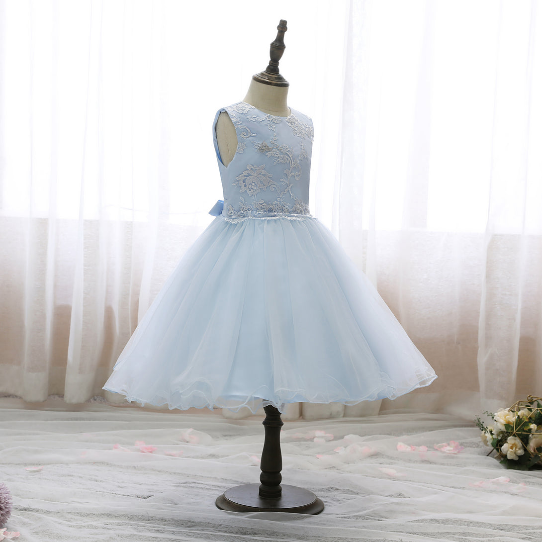 Scoop Neck Sleeveless Knee-Length Lace/Satin/Tulle Holiday＆Christmas Dresses With Belt Gidiondress