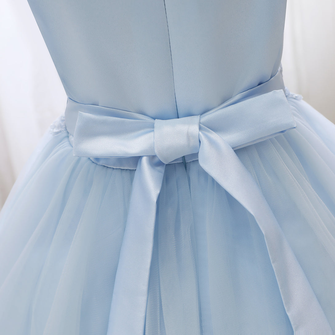 Scoop Neck Sleeveless Knee-Length Lace/Satin/Tulle Holiday＆Christmas Dresses With Belt Gidiondress