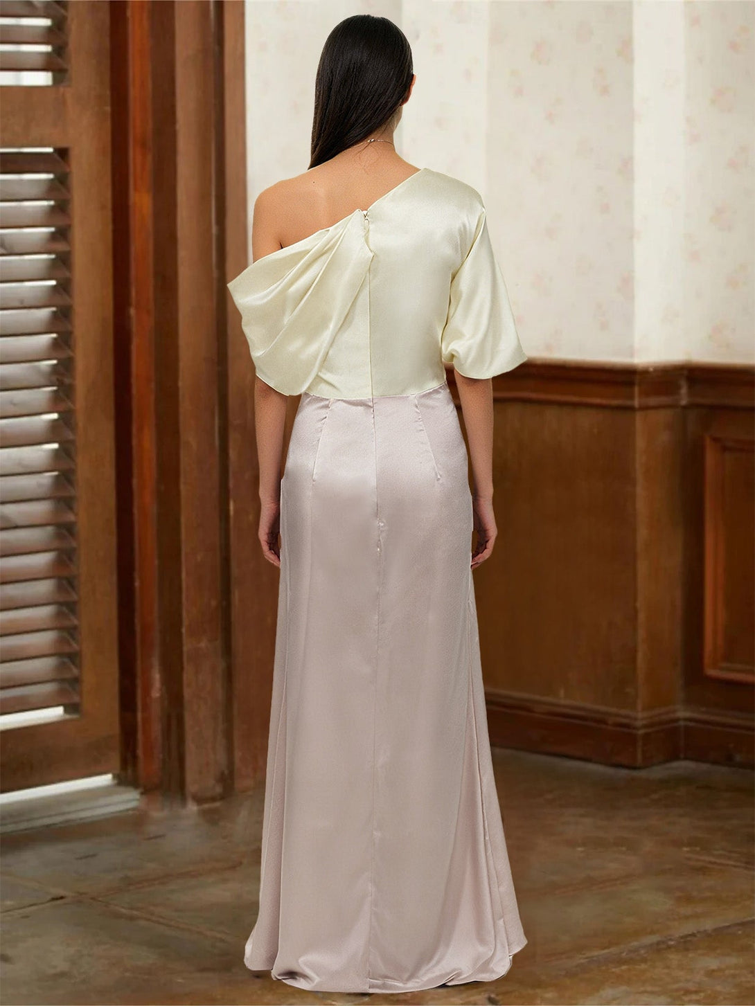 A-Line/Princess Half Sleeves Cowl Neck Mother Of The Bride Dresses BabaMila