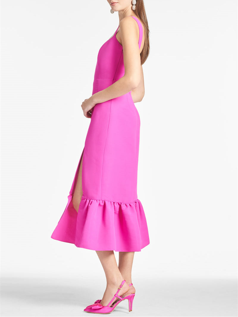 Sheath/Column Square Neck Tea-Length Homecoming Dresses BabaMila