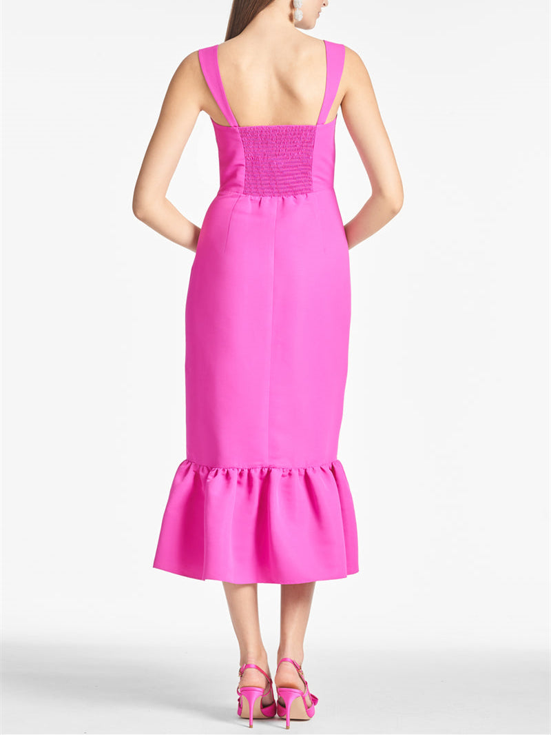 Sheath/Column Square Neck Tea-Length Homecoming Dresses BabaMila