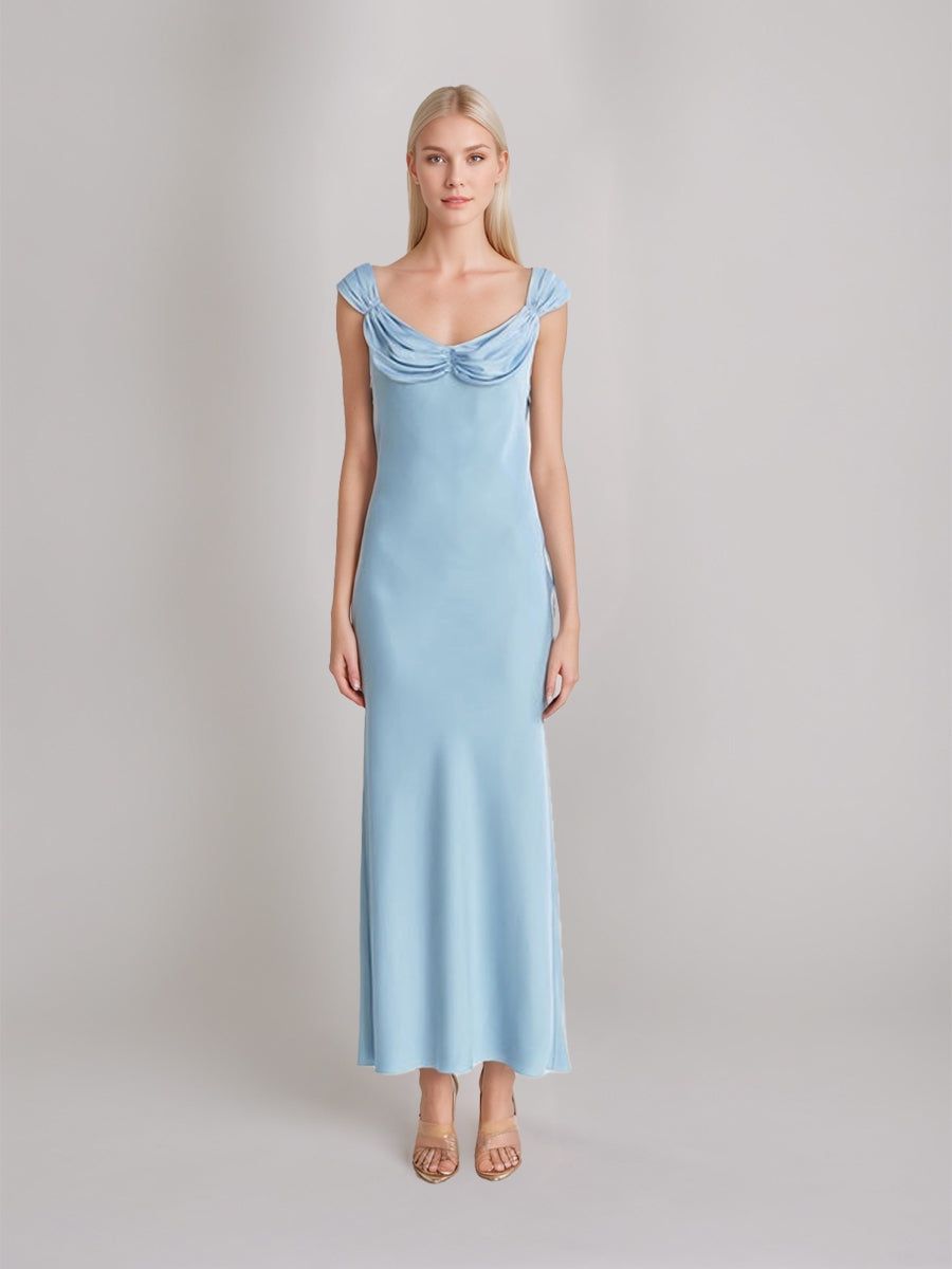 Trumpet/Mermaid Scoop Ruched Ankle-Length Vintage Prom Dresses with Lace-Up/Opened Back BabaMila