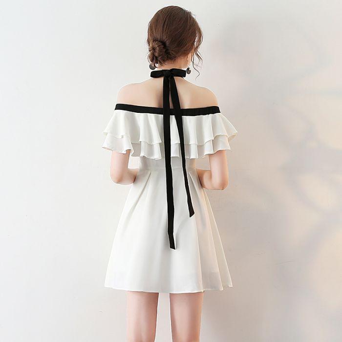 Chic Homecoming Dress Halter Flouncing A-line Chiffon Short Prom Dress Sexy Party Dress Homecoming Dress BabaMila