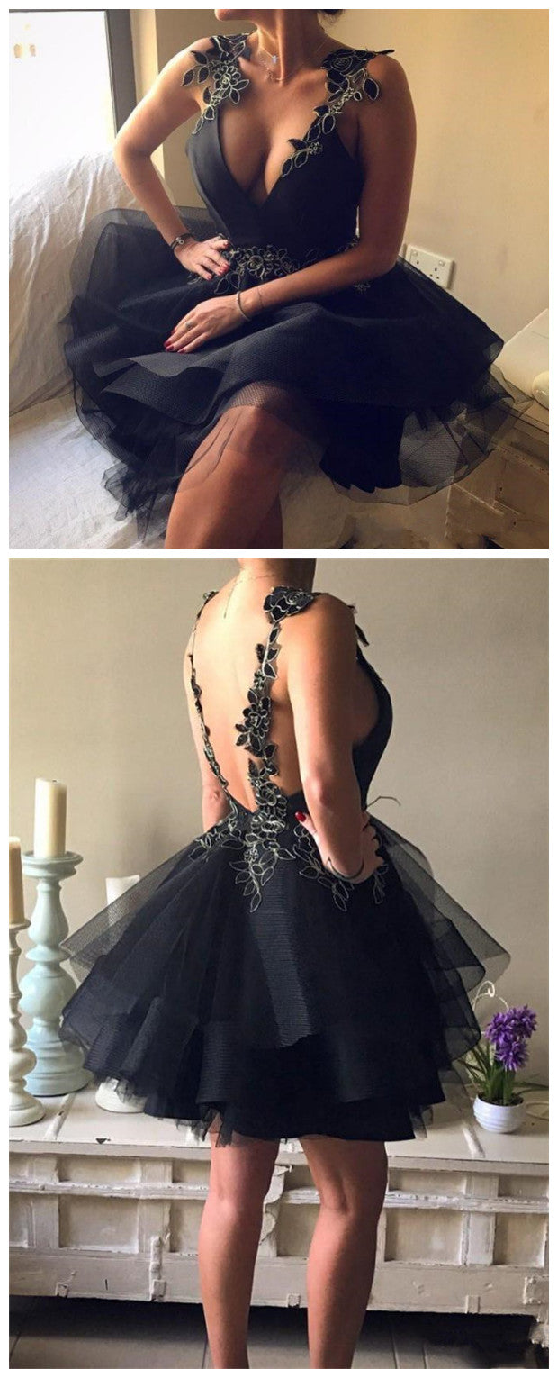 Little Black Dress Open Back Homecoming Dresses Short Prom Dress Party Dress Homecoming Dress BabaMila