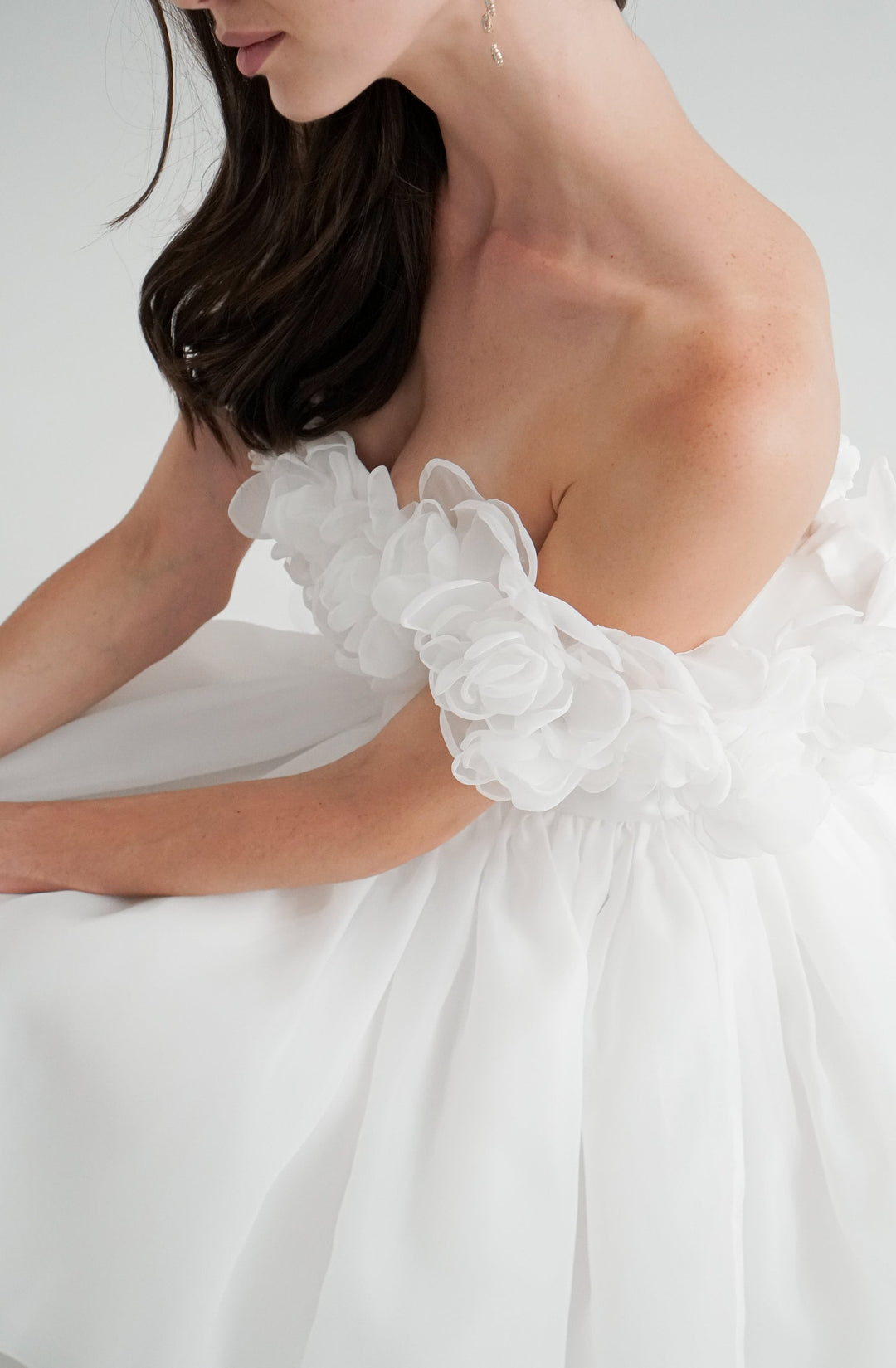 A-Line/Princess Off-The-Shoulder Sweetheart Flower Short Wedding Dress BabaMila