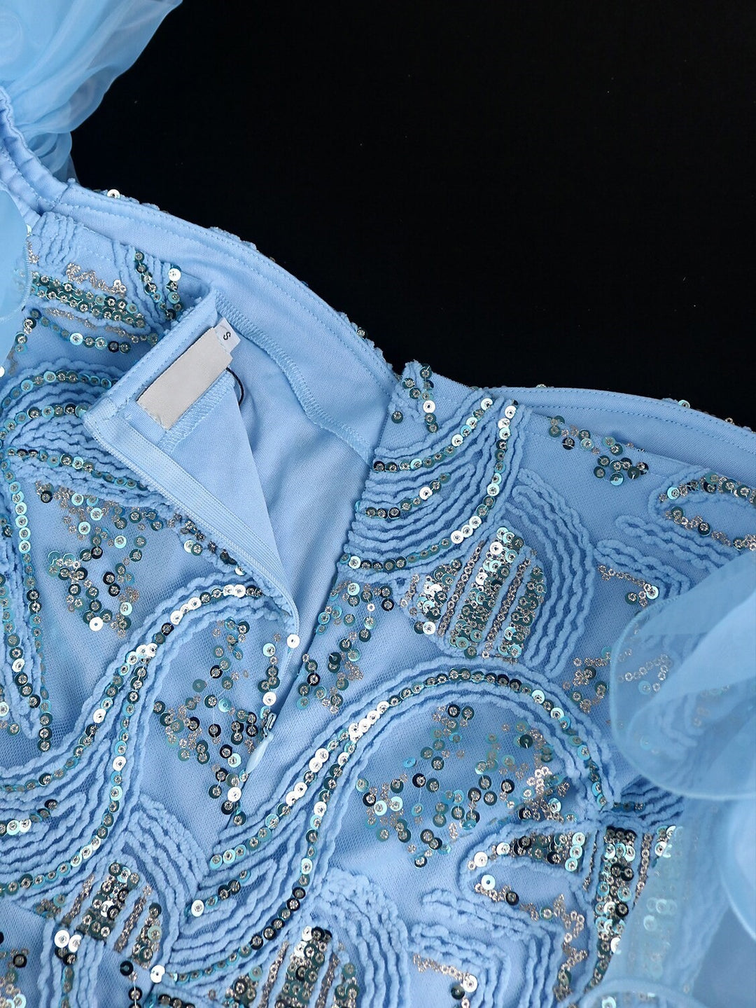 Sheath/Column Off-the-Shoulder Sleeveless Tea-Length Party Cocktail Homecoming Dress With Sequins BabaMila