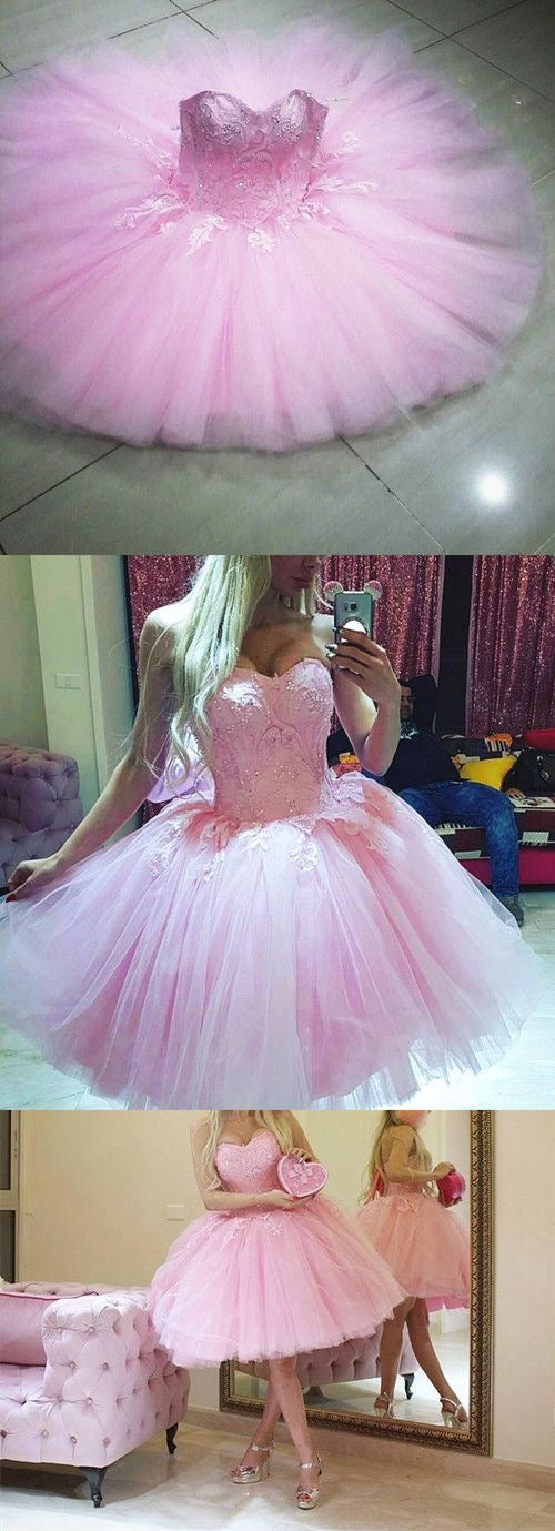 Ball Gown Homecoming Dresses Sweetheart Pink Short Prom Dress Chic Party Dress Homecoming Dress BabaMila