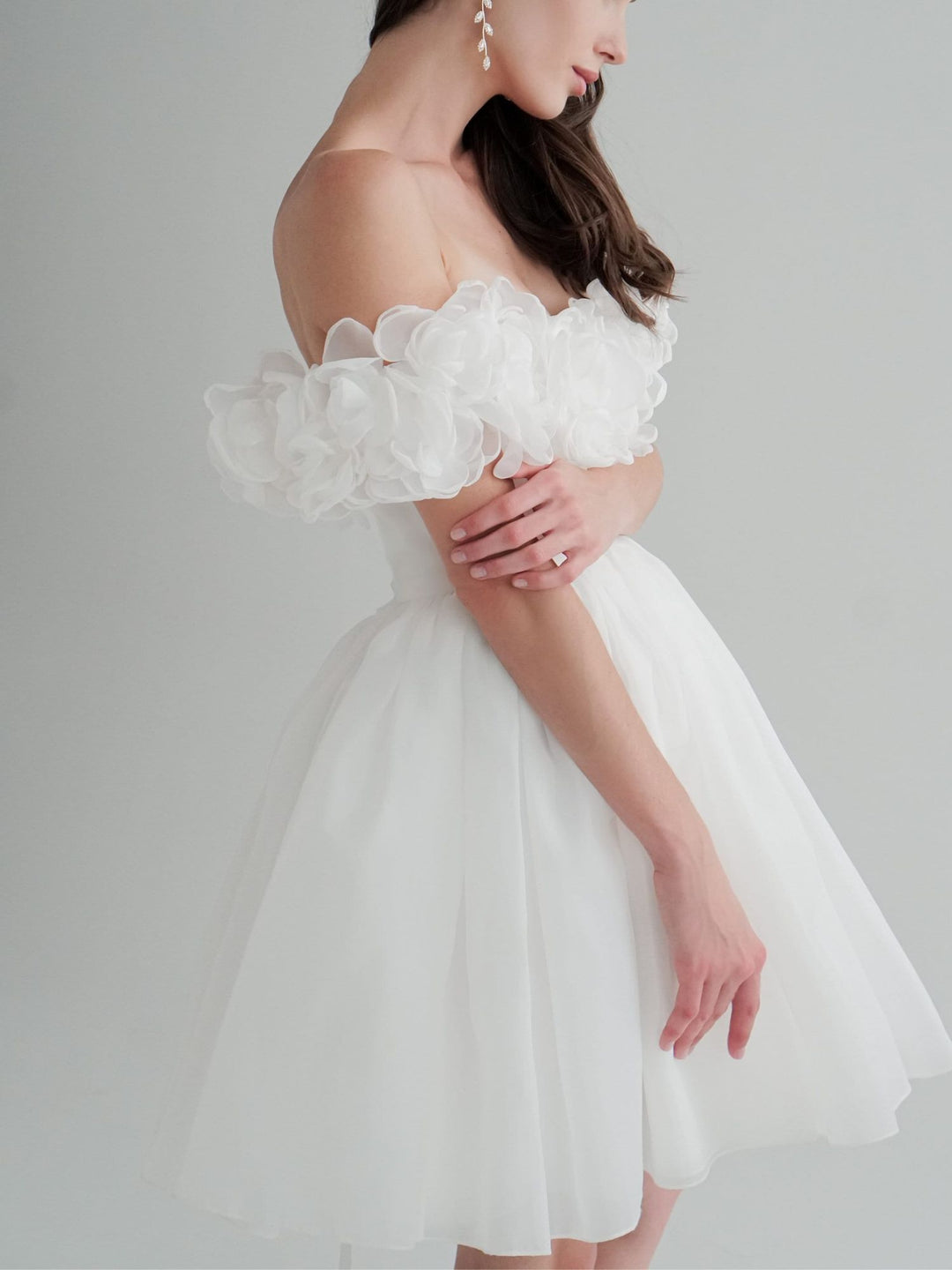 A-Line/Princess Off-The-Shoulder Sweetheart Flower Short Wedding Dress BabaMila