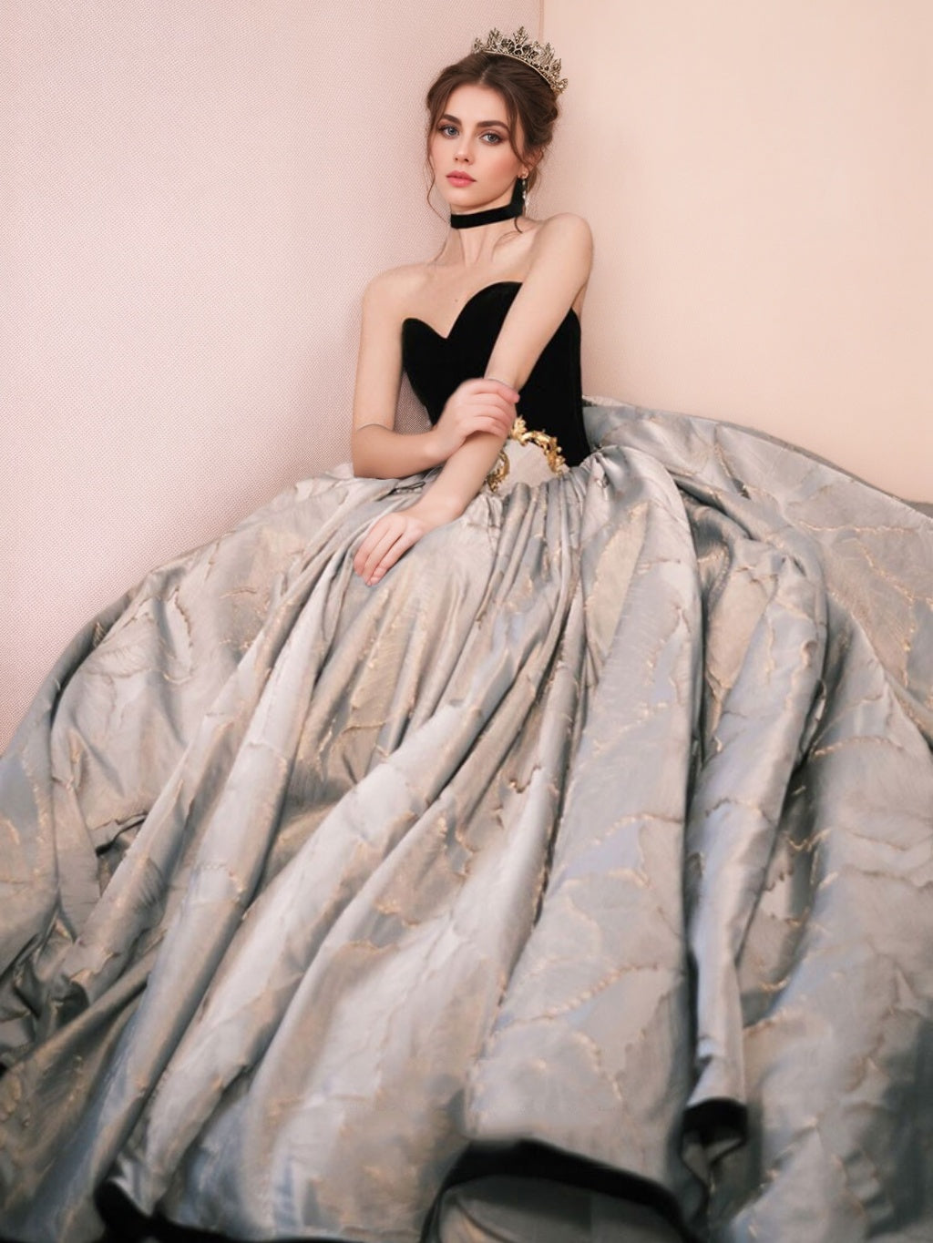 Ball Gown Strapless Sleeveless Floor-length Long Prom Dresses with Lace BabaMila