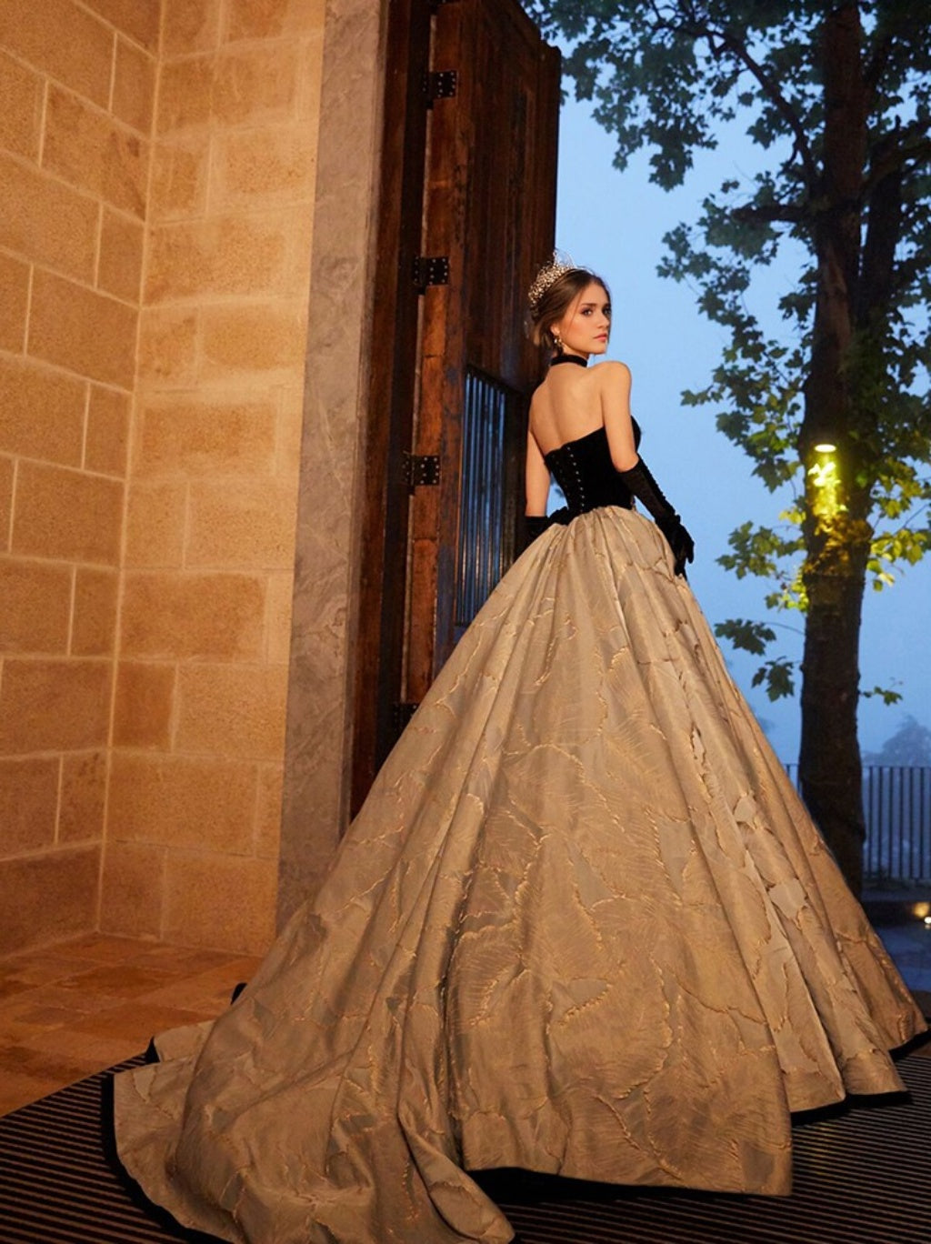Ball Gown Strapless Sleeveless Floor-length Long Prom Dresses with Lace BabaMila