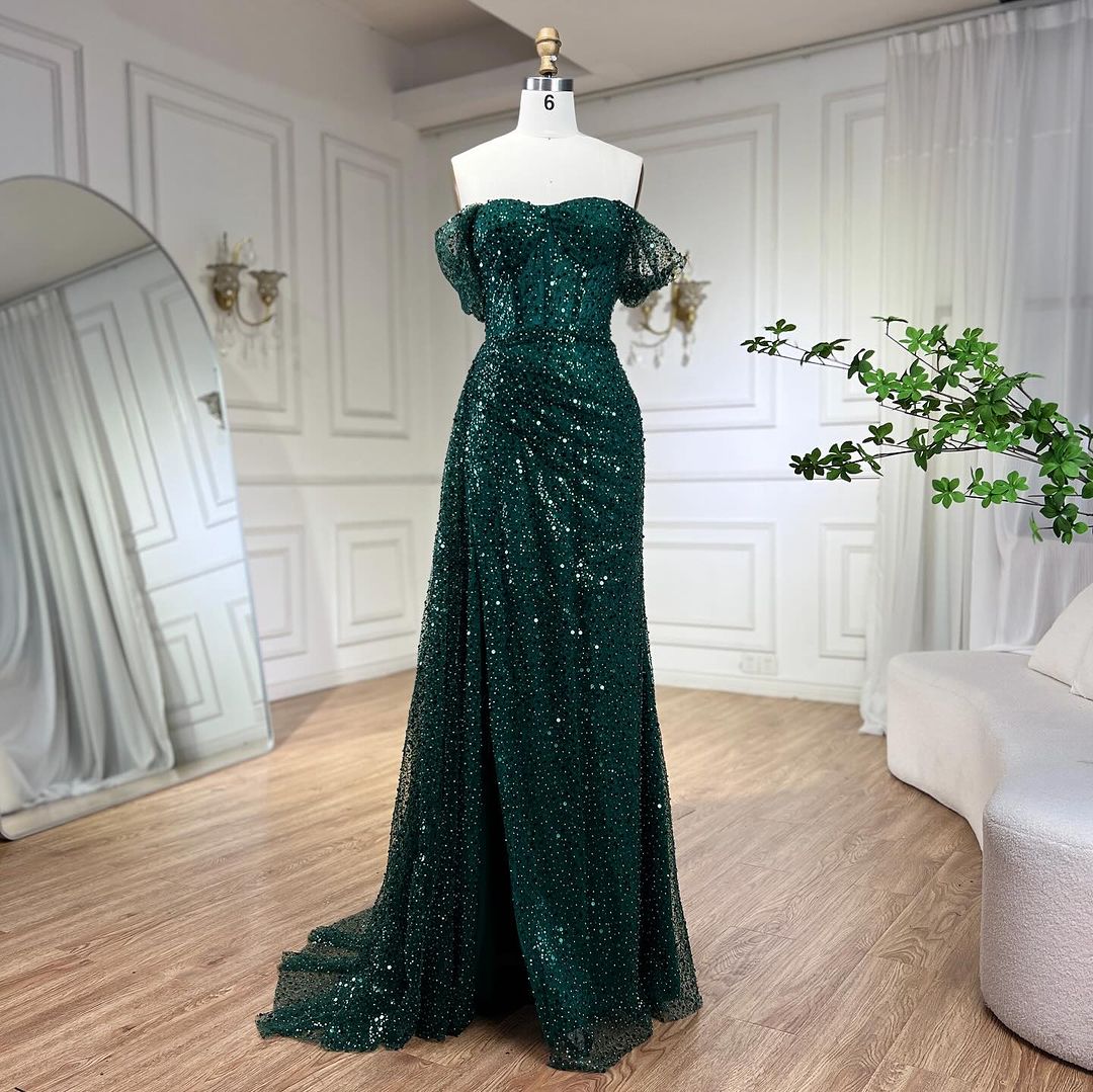 Sheath/Column Strapless Floor-length Long Prom Dresses With Sequins BabaMila