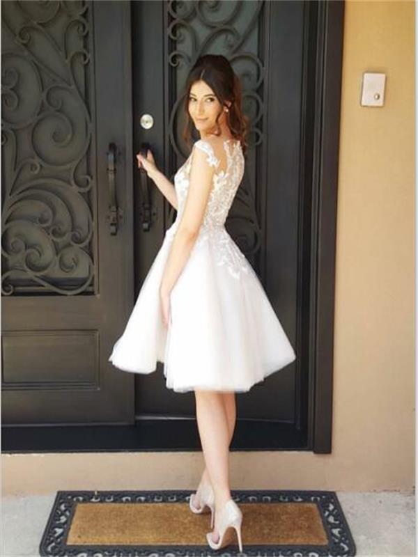 Lace Homecoming Dresses A-line Knee-length Short Prom Dress Party Dress Homecoming Dress BabaMila