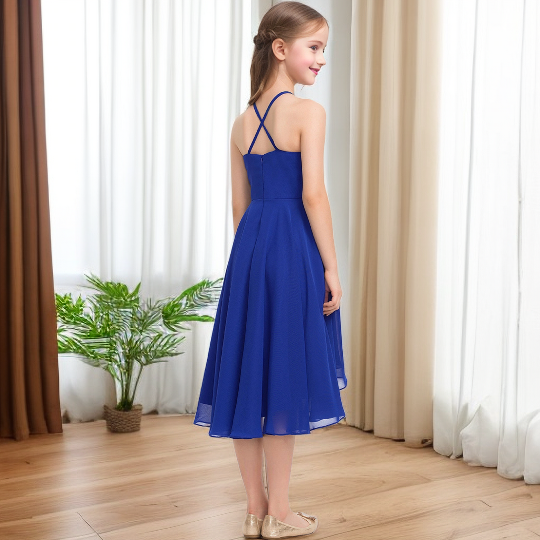 Asymmetrical Chiffon Junior Bridesmaid Dress/Girls Birthday Dresses Girls Gidiondress