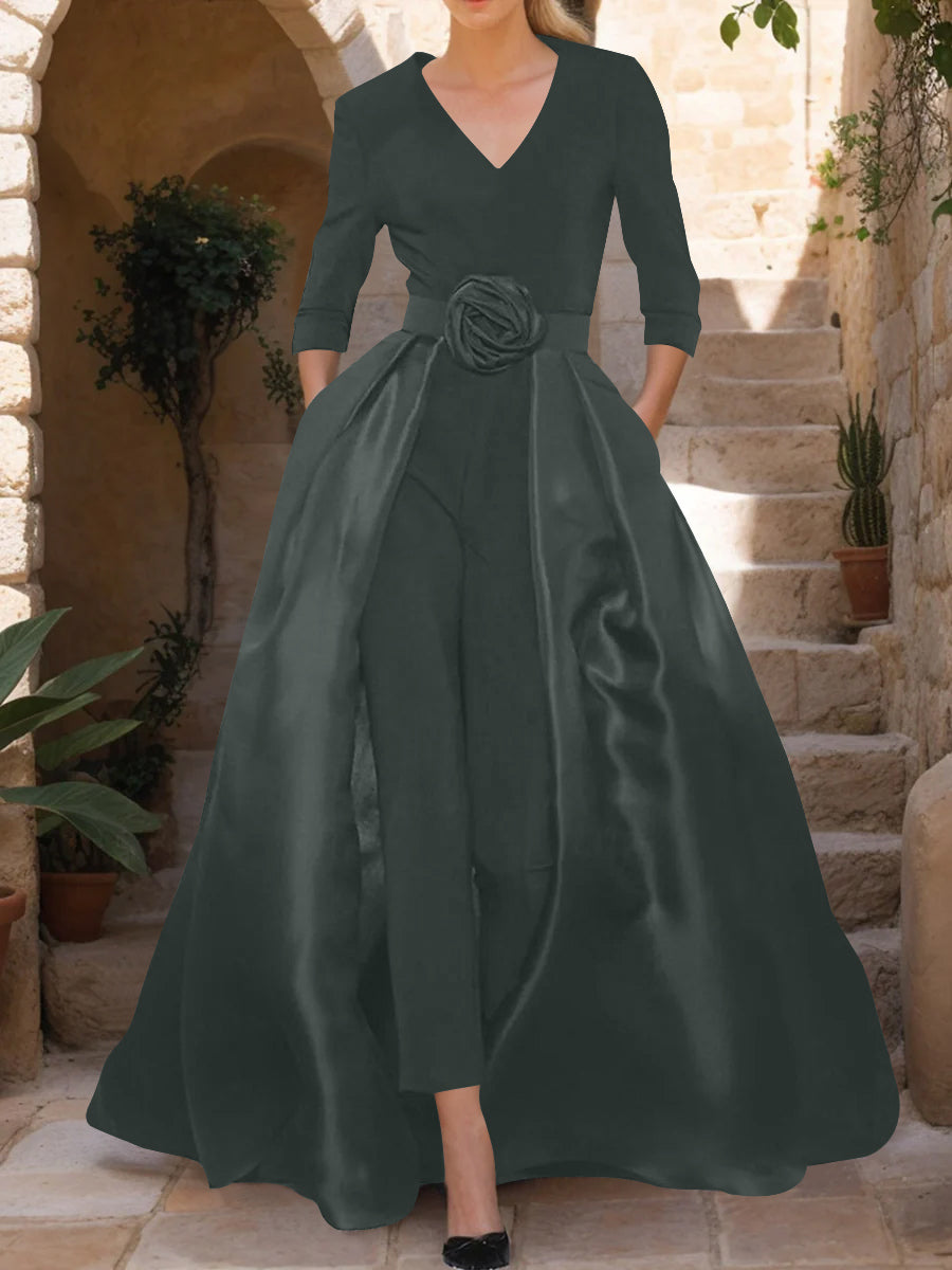 Sheath/Column Off-The-Shoulder Short Sleeves Tea-Length Unique Mother Of The Bride Dresses With Feathers BabaMila