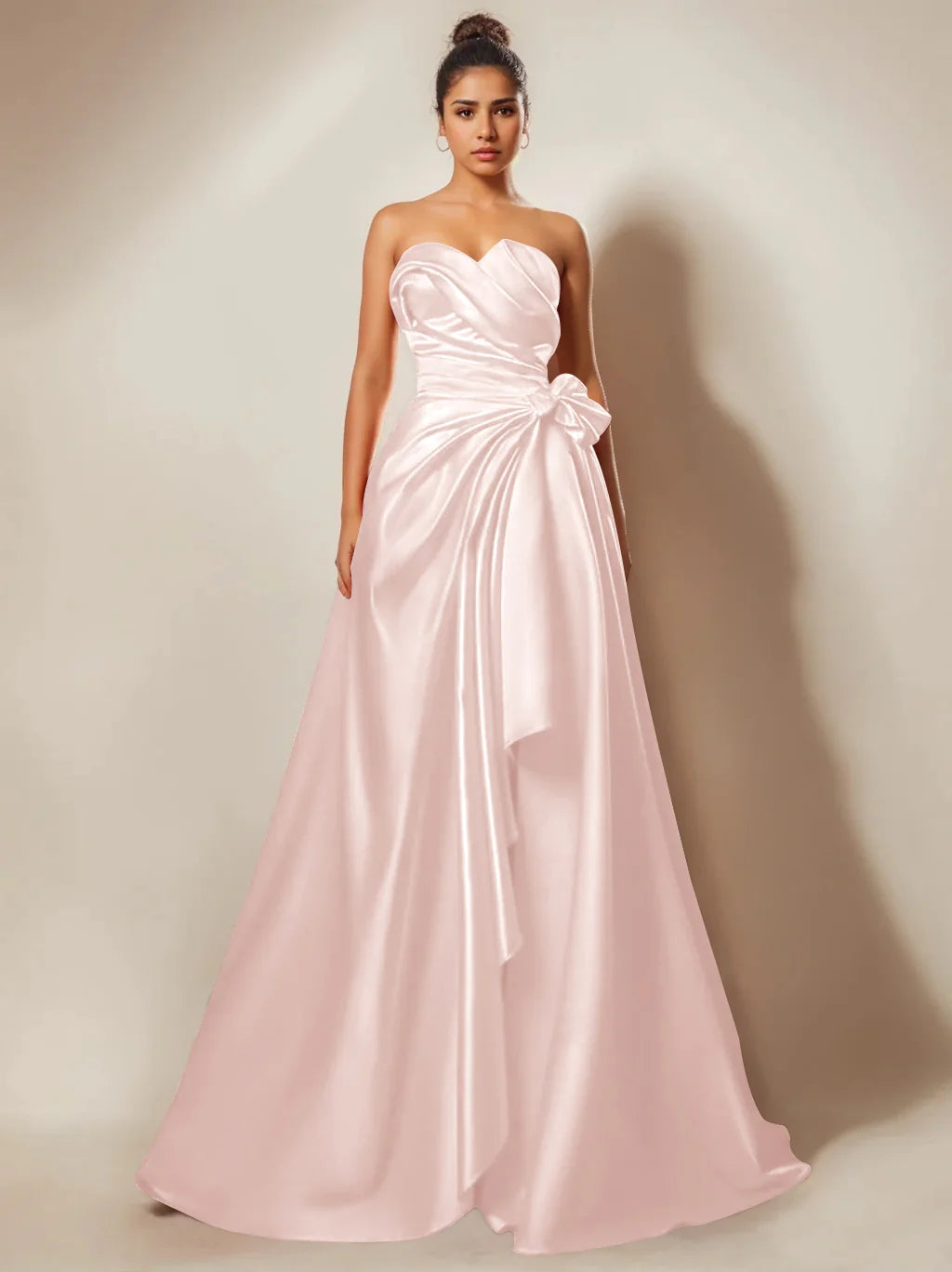A-Line/Princess Evening Dresses Strapless Sweetheart Floor-Length Prom Party Dresses With Ruched & Split Side BabaMila