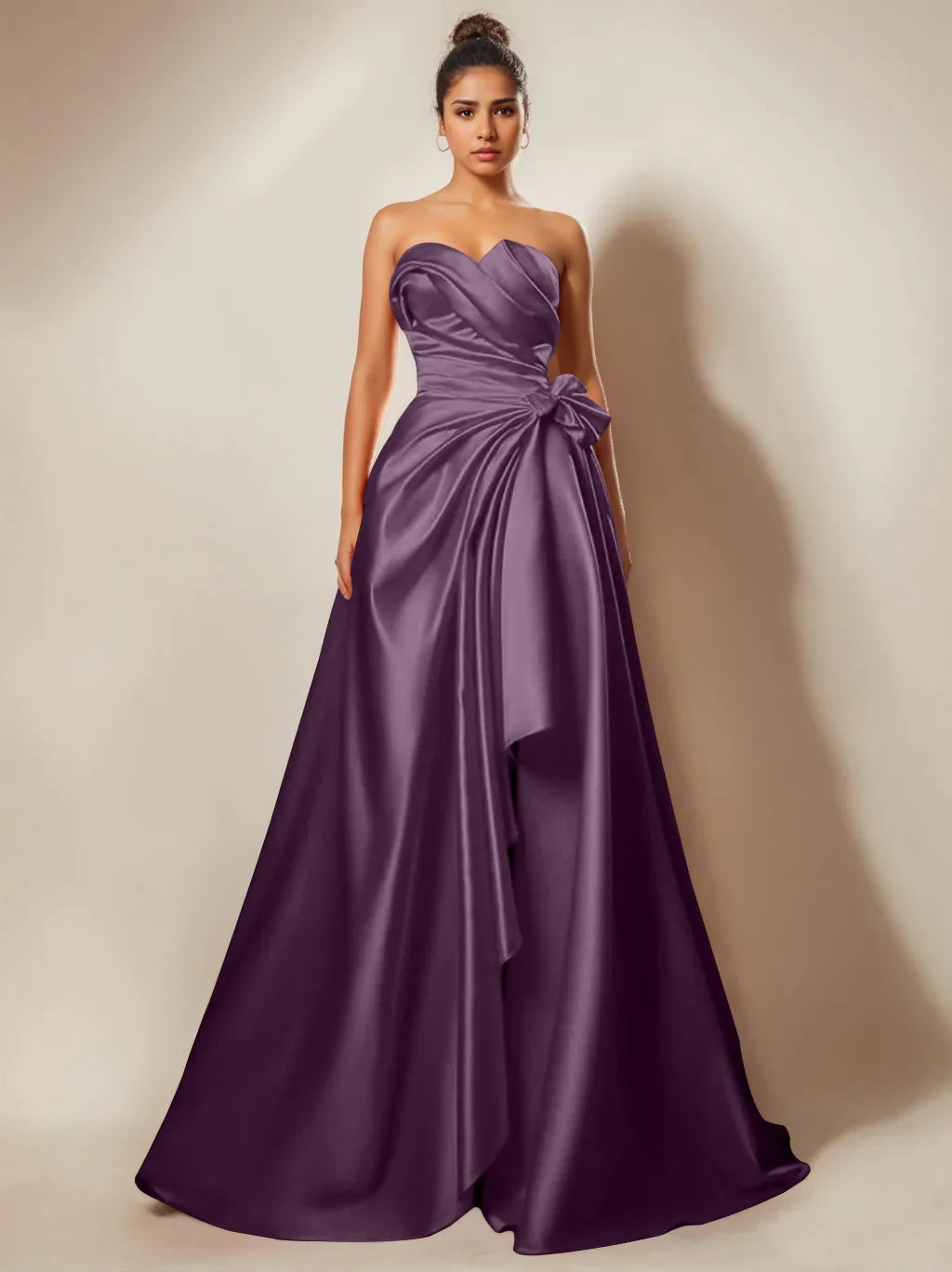 A-Line/Princess Evening Dresses Strapless Sweetheart Floor-Length Prom Party Dresses With Ruched & Split Side BabaMila