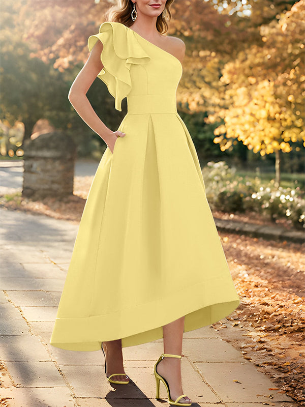 A-Line/Princess One-Shoulder Sleeveless Asymmetrical Mother Of The Bride Dresses With Ruffles BabaMila