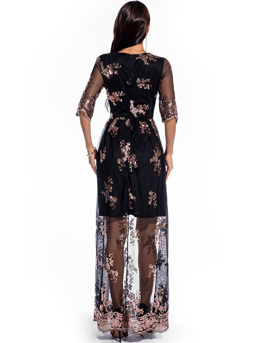 A-Line/Princess V-Neck Half Sleeve Sexy Prom Dresses with Lace/Appliques BabaMila