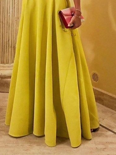 A-Line/Princess Satin Scoop Floor-Length Prom Dresses With Ruched BabaMila