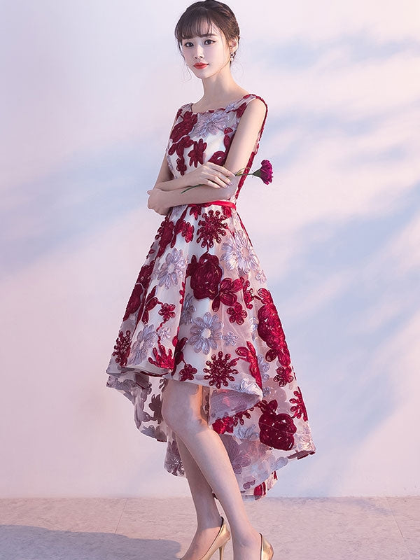 High Low Homecoming Dresses Burgundy Lace Short Prom Dress Party Dress Homecoming Dress BabaMila
