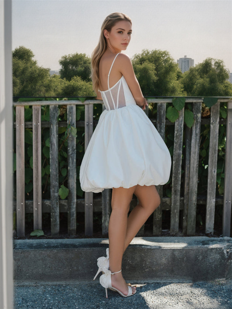 A-Line/Princess Sweetheart Sleeveless Mini Wedding Dress BabaMila